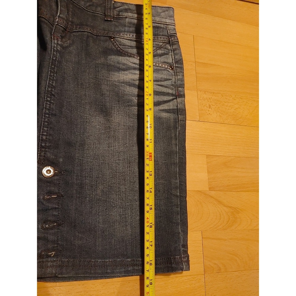 Foxy Jeans Distressed Denim Button Up Jean Skirt Size 13/32 - Picture 12 of 12
